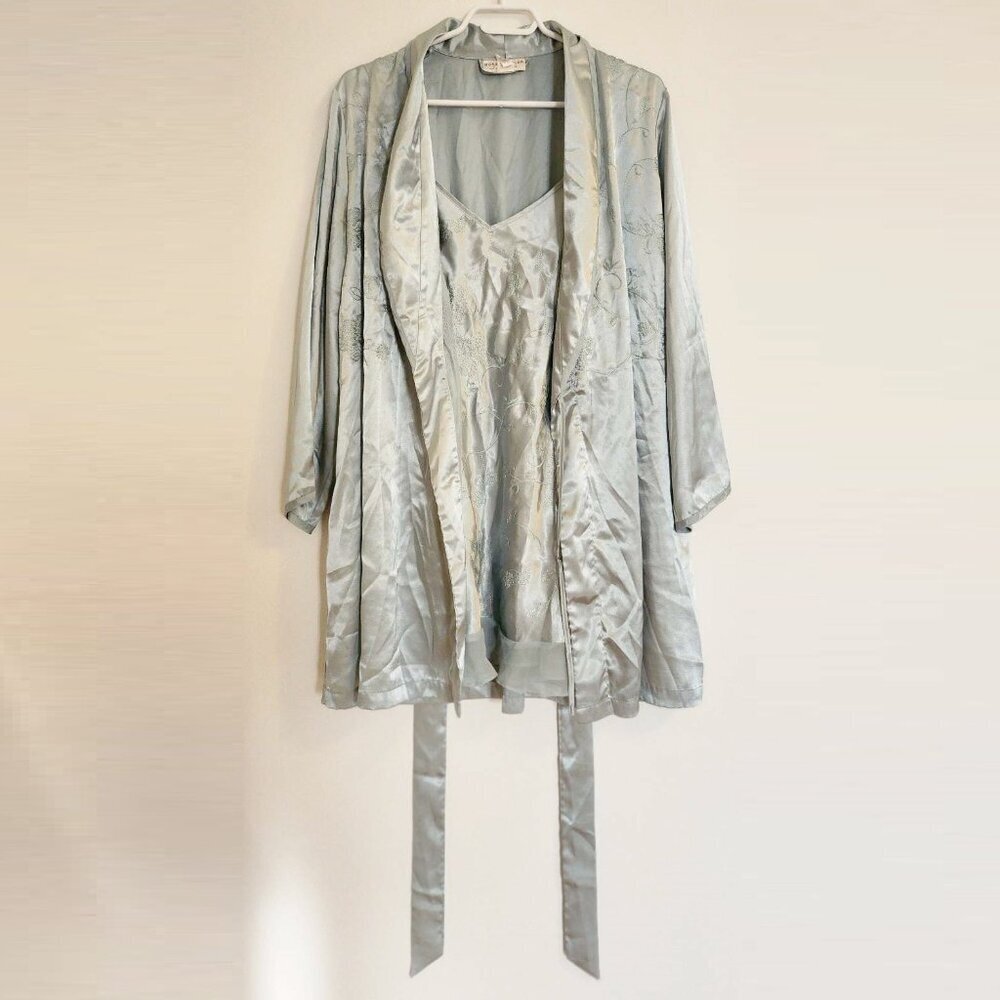 Morgan Taylor‎ Embroidered Robe Slip Set Size Medium - Picture 5 of 15